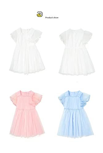 Toddler Flower Girl ,Little kid Dress Tulle Ruffle Short Sleeve A-Line Princess Pink Party Tutu Tulle Summer Vintage Dress 3T2