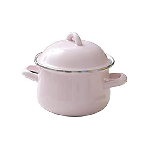 Olla para Leche esmaltada con Tapa para Cocina, Olla para Sopa y Leche, Olla para gachas/E