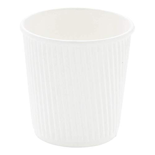500-CT Disposable White 4-OZ Hot Beverage Cups with Ripple Wall Design: No Need for Sleeves - Perfect for Cafes - Eco-Friendly Recyclable Paper - Insulated - Wholesale Takeout Coffee Cup