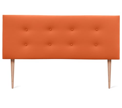 DHOME Testiera in Similpelle o Tessuto AQUALINE Pro con 2 file di Bottoni e Gambe Testiera Imbottita per Letto di Lusso (Similpelle Arancione, 160x105cm (Letti 150/160))