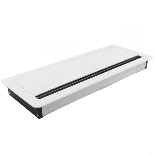 HpLive Caja de gestión de cables de aluminio, cubierta de cables, organizador de mesa, tapa empotrable para escritorio, bisagra silenciosa, barra de cepillo a prueba de polvo, 300 x 120 mm o 400 x 120