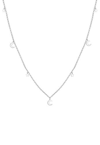 Preisvergleich Produktbild Elli Halskette Damen Sterne Halbmond Astro Trend in 925 Sterling Silber