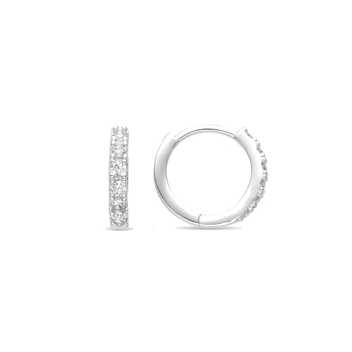 LUXENTER Pendientes de Aro con Circonita Brillante acabados en Rodio. Color Blanco. Joyas para Mujer - Modelo Ulgel