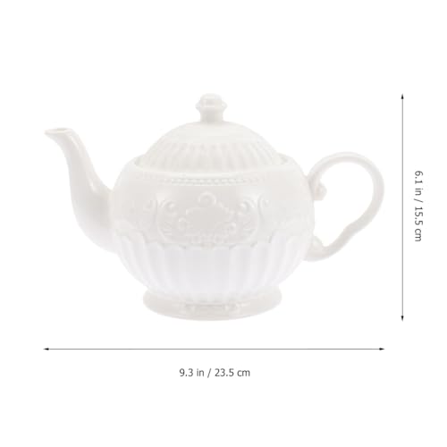 Tetera de cerámica decorativa Healeved con elegante relieve de hojas 4