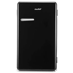 COMFEE’ RCD93BL1RT(E) Under Counter Fridge Only, 93L Retro Freestanding Fridge with Chiller Box, Adjustable Thermostats, Self-closing Door, Black