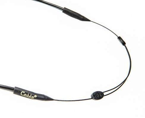 Cablz Zipz Adjustable Eyewear Retainer | Adjustable, Lightweight, Low Profile, Off-The-Neck Eyewear Retainer Strap | Black Stainless (12In Regular Top) #TOP4