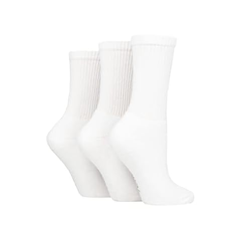 SockShop TORE Ladies 100% Recycled Plain Cotton Sports Socks Pack of 3 White 4-8 Cover