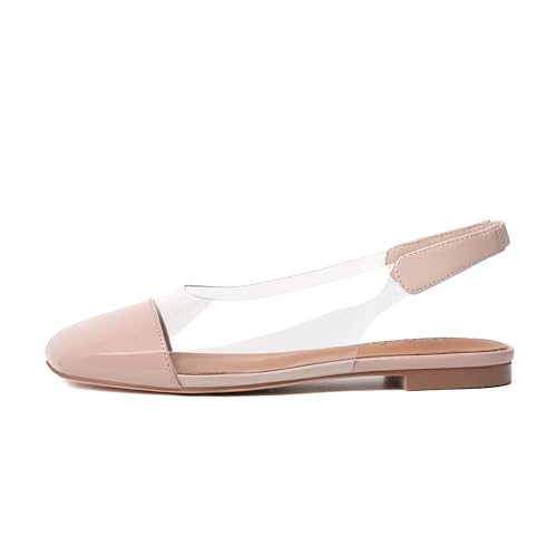 Mofirdast Women's Clear Slingback Sandals Square Toe Slip-On Flats Comfortable Casual Summer Shoes for Work Weddings Party3