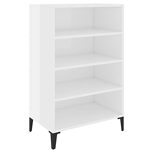 Preisvergleich Produktbild vidaXL Sideboard Bücherregal Standregal Beistellschrank Regal Bücherschrank Schrank Highboard Kommode Anrichte Hochglanz-Weiß 57x35x90cm Holzwerkstoff