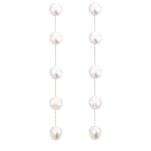 14k Silver Plated Long Pearl Drop Dangle Earrings for Women Chain Baroque Pearl Stud Jewelry for...