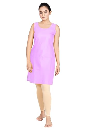Image of Women's Cotton Long Camisole for Kurti /Suit Slip /Long Inner /Samij for Women Sameej /Knee Length Inner Wear /Sameez /Kurti Slip /Round Neck /Invisible