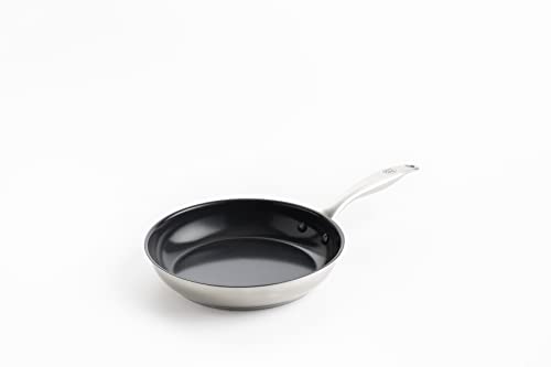 GreenChef Padella Antiaderente in Acciao Inossidabile con Rivestimento in Ceramica, Adatta a Tutti i Tipi di Fornelli, Induzione, Forno e Lavastoviglie, 24 cm, Argento