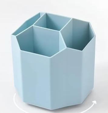 GEOCARTER 5 Compartment Pen & Pencil Holder | Multipurpose Desk Organizer for Stationery & Office Supplies | Study and Workplace Storage Cup Stand – Durable & Stylish - Blue