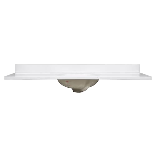 Image of Design House Cultured Marble Vanity Top, 49 in W x 19 in D, Integrated 4 in Centerset Oval Sink & Backsplash, Solid White, 586214