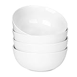 Verwenden-WishDeco Porzellan Schüssel Weiß 4er-Set, 20 unzen fassungsvermögen (durchmesser: 15cm, höhe: 6cm), perfekt für tägliche, formelle esstische und partys. Erfüllt den täglichen bedarf wie Müsli, salat, suppe, ramen, snacks, gemischt obst, eisbecher, taco, pasta, kartoffelpüree.