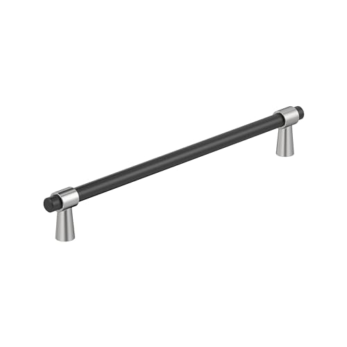Amerock Mergence 10-1/16 inch (256mm) Center-to-Center Matte Black/Polished Chrome Cabinet Pull, BP36981FB26