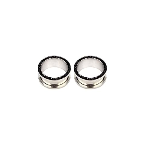 Stainless Steel Ear Gauges with Crystal Plugs Cover