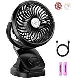 Clip On Fan for Baby Stroller, 4400mah Rechargeable Battery Operated Fans for Car Desk Bed Home Office Camping Traveling Gym, Quiet