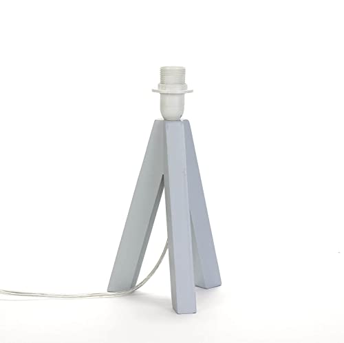 Marco de madera para lámparas de mesa trípode con interruptor de cable H13 cm en gris casquillo E14 lámpara de noche lámpara de mesa
