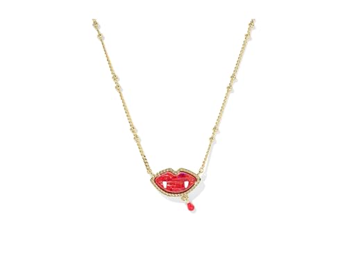 Kendra Scott Womens Vampire Short Pendant Necklace Gold Red Kyocera Opal One Size