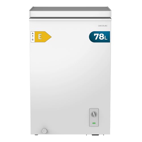 Cecotec Congelador Arcón Bolero CoolMarket Chest 78 White E. 78 Litros de Capacidad, Control Mecánico, Termostato Ajustable, Cesta Organizadora, Descongelación Manual, Clase Energética E