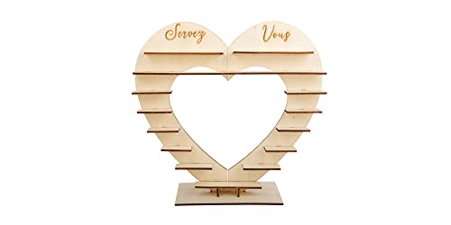 Présentoir à dragées coeur servez-vous bois