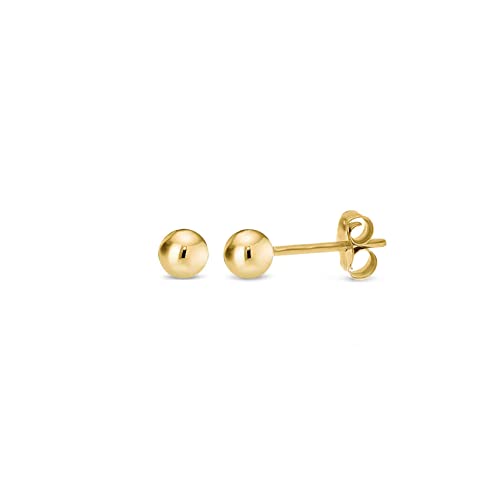 14K Yellow Gold Filled Round Ball Stud Earrings Pushback 4Mm #TOP3