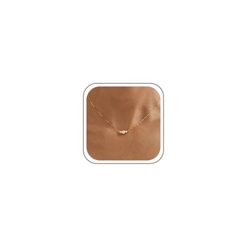 Decholly Gold Pearl Necklaces for Women Trendy 14K Gold Plated Dainty Necklace Simple Pearl Necklace Womens Jewelry Friend Birthday Wedding Jewelry Gifts for Women