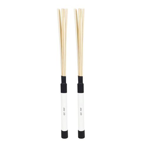 1 par de baquetas de brocha para tambores tenor, accesorios para instrumentos de percusión, diseño ajustable de madera blanca para jazz y práctica miniatura 1