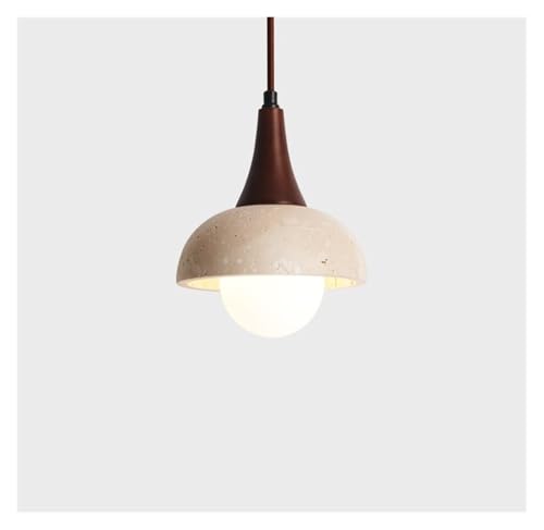 Lustre moderne en travertin jaune et LED intégrée - 3
