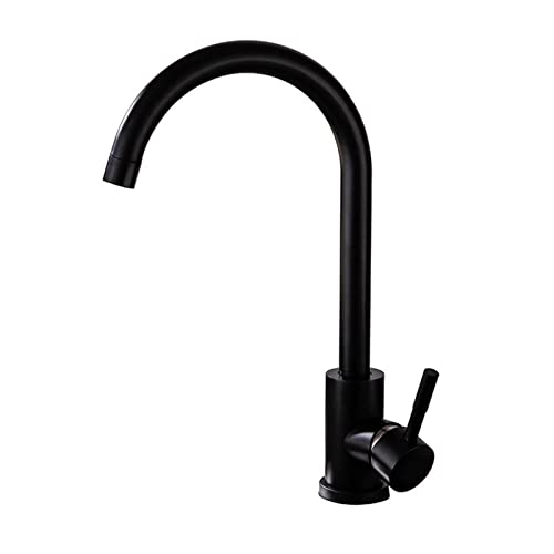 OWOHYG Grifo mezclador de cocina, una sola palanca, giratorio de 360°, cuello de cisne, grifo de cocina de acero inoxidable de un solo nivel, agua fría y caliente, dos modos