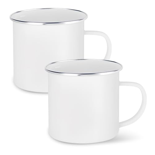 HMCEY 2 PCS Tasse Emaillee Metal 350 ML,Tasse à Café en Émail,Gobelet Acier Emaillé avec...