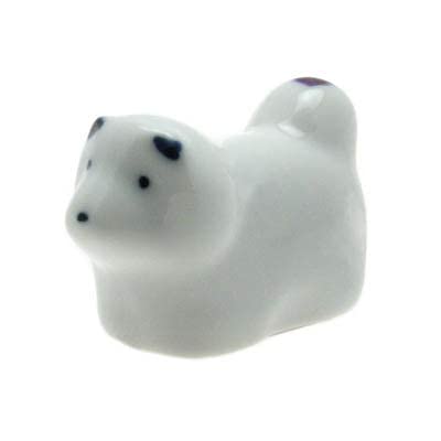 2 Pieces Chopstick Rest porcelain White AKITA-KEN Dog Design/Made in Japan