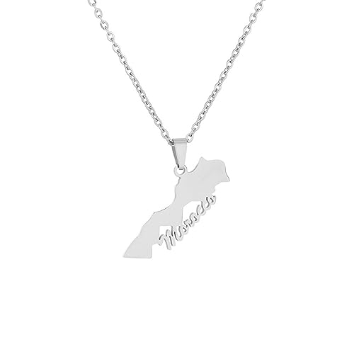 Maroc Carte Drapeau Pendentif Colliers Bijoux Maroc Bijoux Maroc Cartes Patriotique Accessoire Monde Carte De Voyage Collier Cadeaux Pour Femmes Géométrique...