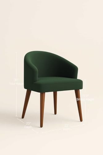 Image of WOODEN SPACE Velvetine Arm Chair for Living Room | Pure Sheesham Wood Legs & Premium Velvet Fabric | Vintage Accent Chair for Home & Office (Green)