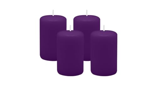 4er Set Adventskranzkerzen Violett Ø 50 x 80 mm