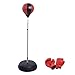 HOMCOM Punchingball Set 126-144cm Höhenverstellbar Boxstand mit Ständer Boxbirne Boxhandschuhen Pumpe Punching Bag freistehender Boxsack Speedball Boxen Standbox-Trainer für Erwachsene Jugendliche