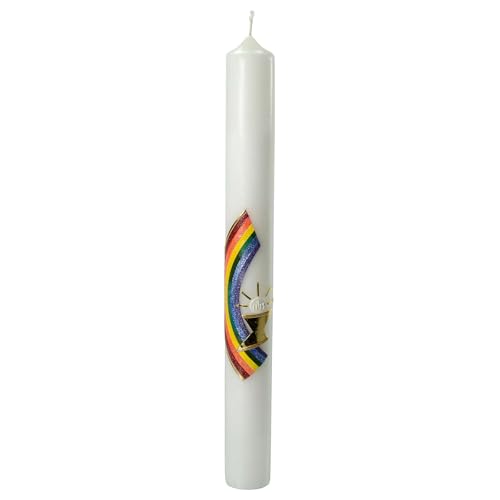 Communion Candle with Rainbow Rays 40x4 cm