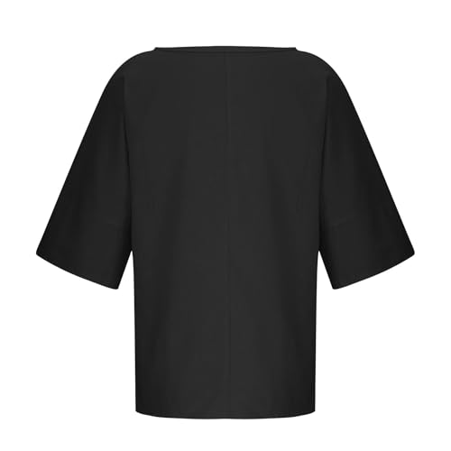 Oversized Tshirts for Girls Crewneck Summer 3/4 Length Sleeve Loose Fit Solid Color Basic Tees Casual Blouses Kids Shirt3