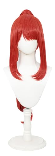 TTYAO REII Long Red Ponytails Cosplay Wig Straight Hair Anime Costume Wig with Bangs Role Play Cos Synthetic Hairpiece