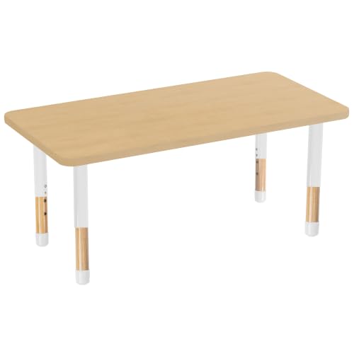 Image of 24 inch x 48 inch Rectangle Kids Classroom Table with Adjustable Chunky Wood Legs
