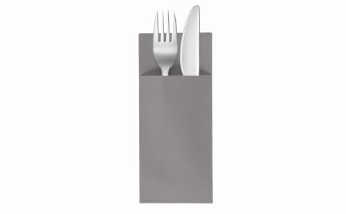 VelaHub Soft Point 50 Besteckservietten, Hochwertige, Einwegserviette, 32x38 cm, Grau