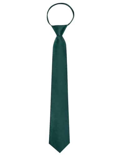 Image of YourTies Zipper Tie for Men Adjustable Pre-tied Satin Neckties and Pocket Square Set Solid Color Business Formal Wedding