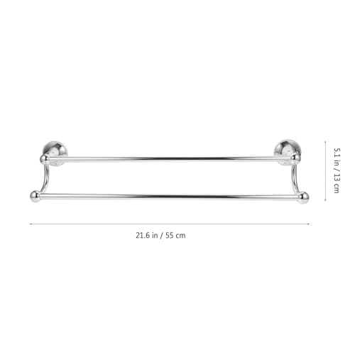 Porte-serviettes mural double barre 55 cm en laiton argenté durable - 3