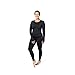 Hot Chillys Women's Micro-Elite Chamois UPF 30 Sun Protection 4-Way Stretch High-Performing Moisture-Wicking Midweight Thermal Long Sleeve Crewneck Base Layer Top, Black, Large
