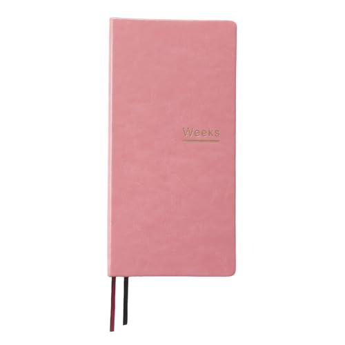 A6 Weekly Planner Undated Weeks Portable Size Organizer Appointment PU Leather Journal Pocket Notebook (Pink)
