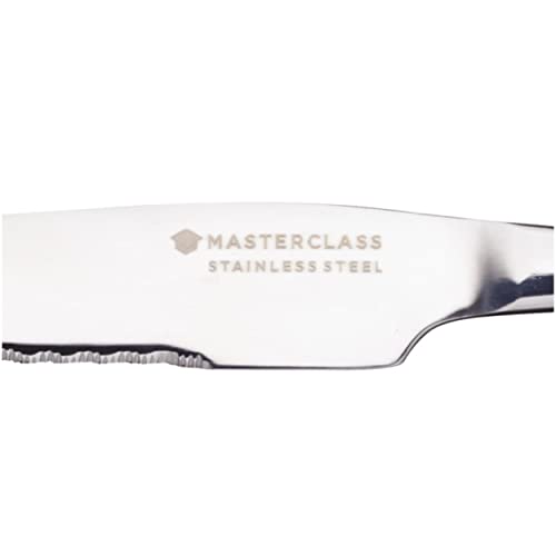 MasterClass Steak Knives Set, Two Stainless Steel Knives for Steak, Serrated Edges for Effortless Cutting, Stain and Corrosion Resistant, Dishwasher Safe, Silver