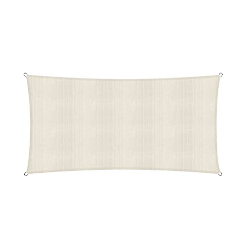 Lumaland Sonnensegel Rechteckig | 3 x 5 Meter | Wetterbeständiger Sonnenschutz inkl. Befestigungsseile | Terrasse, Garten & Balkon Schattenspender aus HDPE mit UV Schutz [Creme]