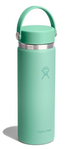 Image of Hydro Flask Water Bottle - Insulated Stainless Steel - Wide Mouth Flex Lid, Non Spill, Leakproof and Refillable in 20 Oz Mermaid Green