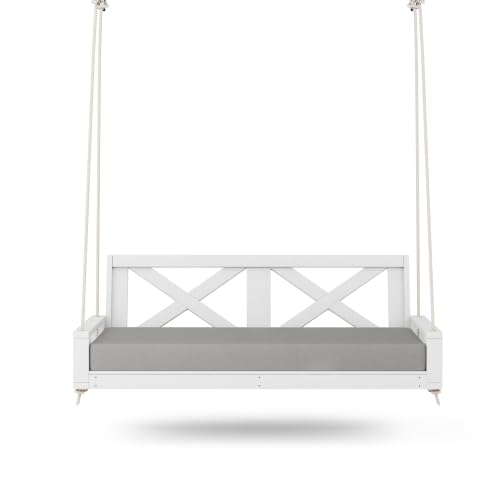 Image of Malvern 4 Foot Wood Porch Swing Bed in White Paint, Amish Handcrafted Daybed Style Swing